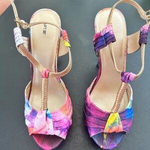 Apt 9 multi color purple spring heels sz8